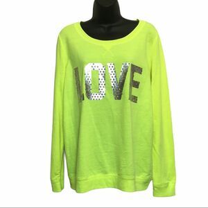 Hard Candy Neon Yellow Long Sleeved LOVE Tee Sz XXL